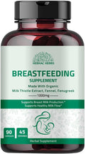Breastfeeding Supplement - Support Increase Milk Supply with Fenugreek Fennel and Milk Thistle - Lactation Support Supplements for Supports Healthy Breast Milk Production 90 Capsules