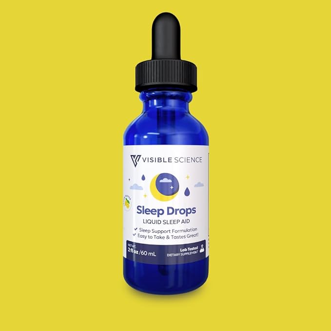 Sleep Drops – Lemon Flavor Liquid Sleep Aid with Melatonin L-Theanine Chamomile &amp Lemon Balm – Fast-Acting Alcohol-Free Natural Sleep Supplement – 2 fl oz (60 mL)
