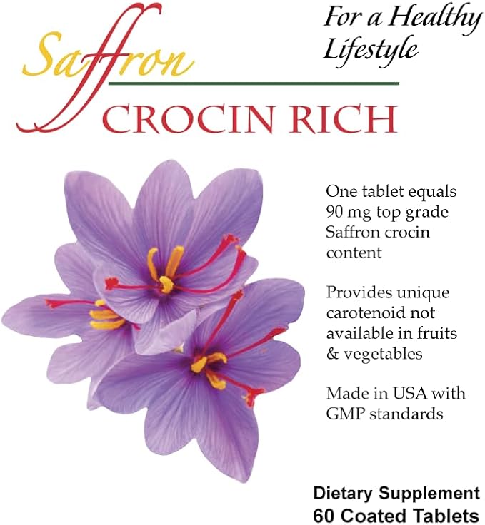 Crocin Eye Health Supplement | Supports Eye Pressure Vision &amp Macular Health | Crocin Rich with Lutein &amp Zeaxanthin (60 Tablets)