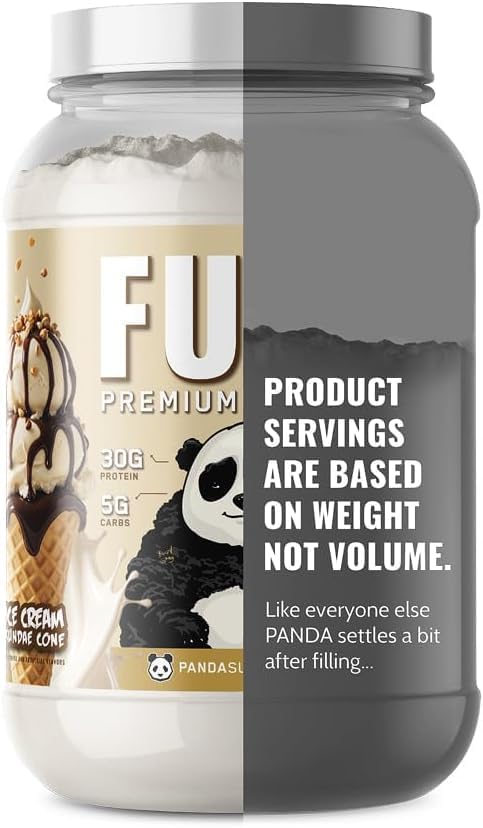 Underground Bio Labs Panda Fuel Premium Protein WheyHydrolyzed CollagenCaseinProbiotics Enzymes Keto FriendlyTime Release 25 Servings (2.5 Pound Ice Cream Sundae Cone)