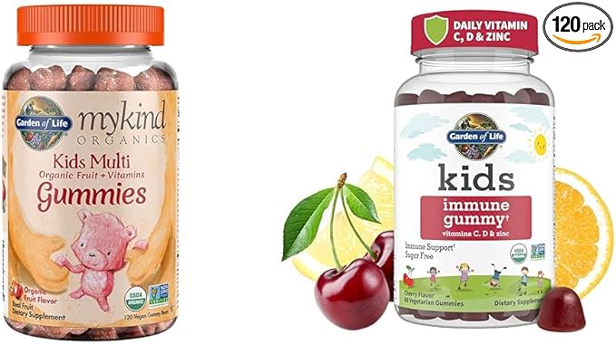 Garden of Life Organics Kids Gummy Vitamins - Fruit - Certified Organic Non-GMO &amp Vegan &amp Kids Immune Support Gummies with Vitamin C D as D3 &amp Zinc