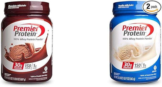 Premier Protein Chocolate Milkshake and Vanilla Milkshake Protein Supplement Bundle