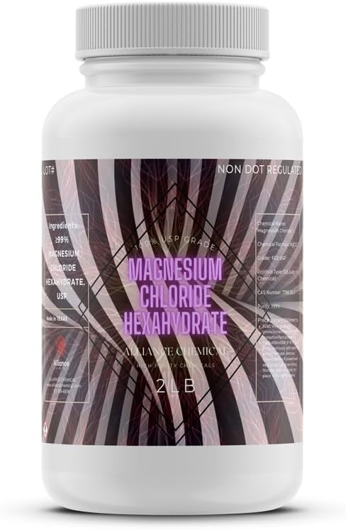Magnesium Chloride Hexahydrate FCC USP Grade - 1 Pack (2 lb.) for Food and Pharmaceutical Processing