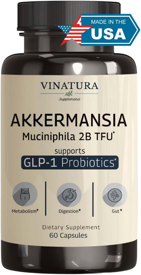 VINATURA Akkermansia Probiotic - Akkermansia Munciniphila Supplement GLP-1 Supplement - 60 Capsules