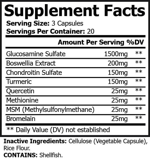 Warrior Flex Premium Joint Support Supplement – Glucosamine Chondroitin Turmeric &amp Boswellia – Promotes Joint Comfort Flexibility &amp Mobility – Non-GMO Gluten-Free USA Made (60 Capsules)