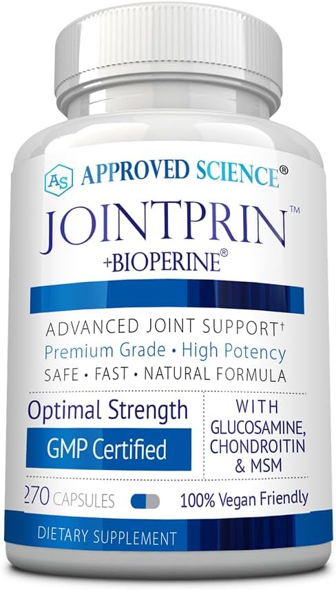 Approved Science Jointprin - Joint Support Supplement - Glucosamine MSM Chondroitin Turmeric Boswellia BioPerine - 3 Month Supply