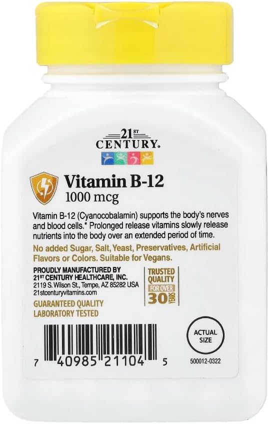 21st Century B-12 1000Mcg Prolonged Release Tablets 110 Count (6 Pack)