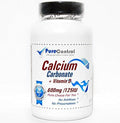 Calcium Carbonate 600mg / Vitamin D 125IU // 200 Capsules // Pure // by PureControl Supplements