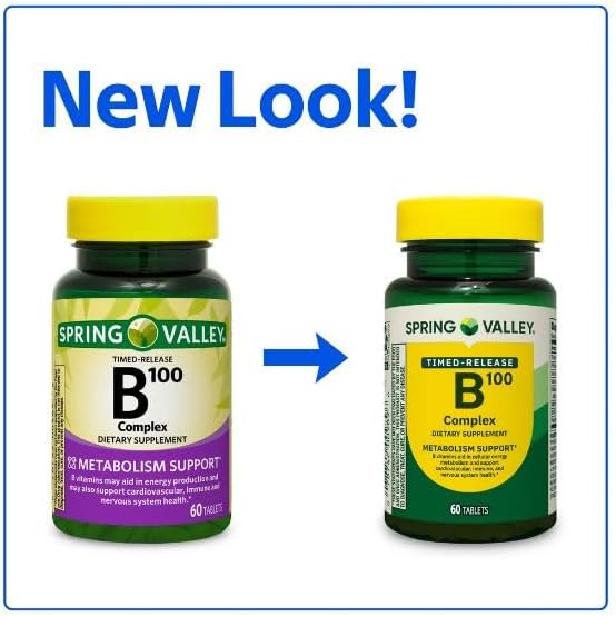 B-100 Complex Metabolism Support Dietary Supplement Timed-Release Tablets 60 Count