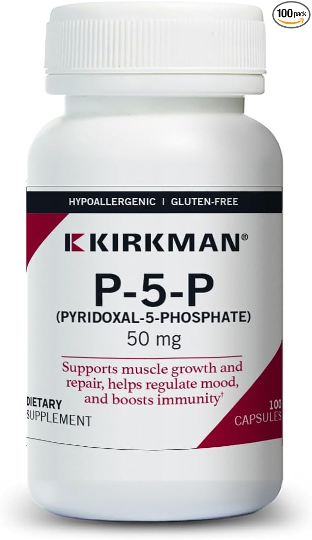 Kirkman – P-5-P (Pyridoxal 5-Phosphate Vitamin B-6 Metabolite) 50 mg - Hypoallergenic 100 Count