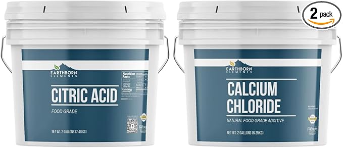 Earthborn Elements Calcium Chloride &amp Citric Acid Bundle (2 Gallons Each) Pure &amp Undiluted Home &amp Pantry Additives