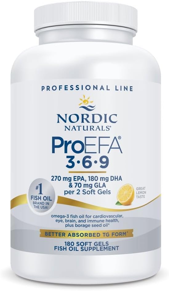 Nordic Naturals ProEFA 3-6-9 Lemon Flavor - 180 Soft Gels - 565 mg Omega-3 - EPA &amp DHA with Added GLA - Healthy Skin Cognition &amp Positive Mood - Non-GMO - 90 Servings