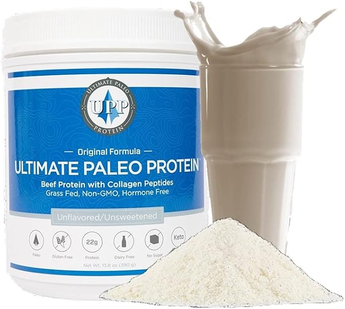 Ultimate Paleo Protein (Unflavored 15 Servings - Premium Grass Fed Beef Protein Non-GMO Paleo Friendly Gluten Free Dairy Free Keto Friendly No Artificial Sweeteners or Preservatives
