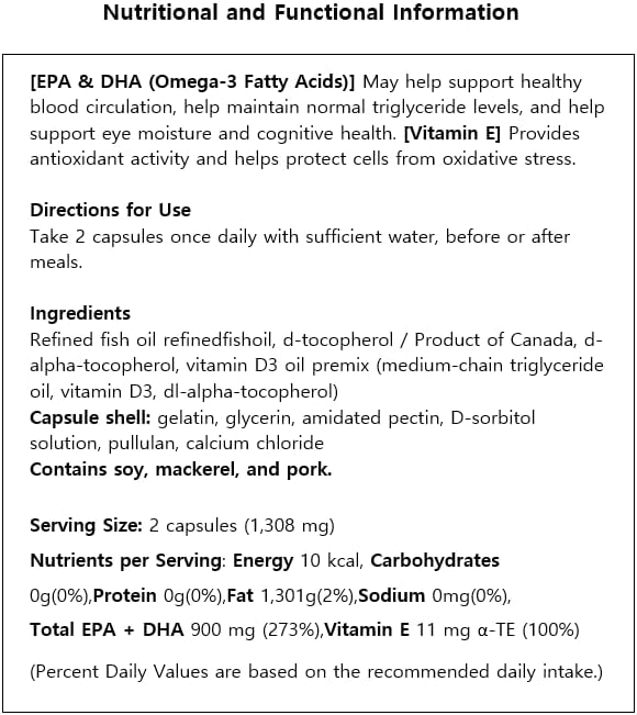 High Strength Omega-3 Fish Oil Mini Softgels 900mg EPA DHA Fish Oil Supplement Small Easy-to-Swallow Capsules No Fishy Aftertaste Premium Fish Oil 60 Mini Softgels Made in Korea