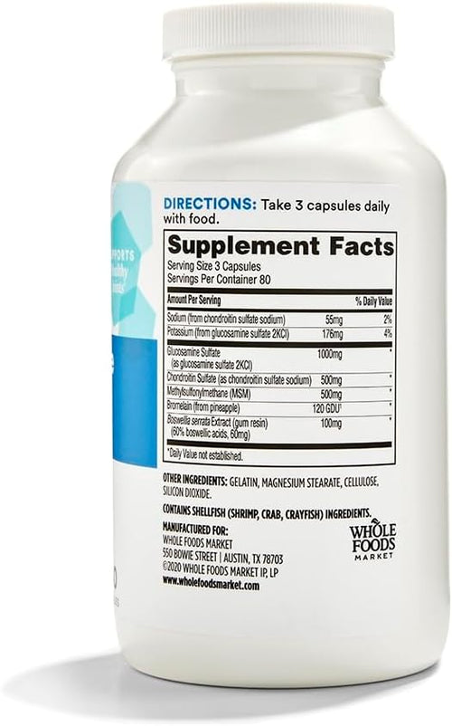 365 by Whole Foods Market Glucosamine Chondroitin and MSM Supports Healthy Joints 240 Capsules