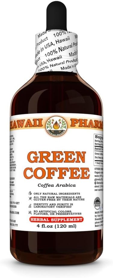 Green Coffee (Coffea Arabica) Dry Bean Tincture Made in Hawaii All Natural Vegan Pure Liquid Extract - 4 fl.oz