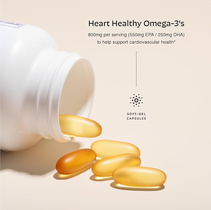 Earth's Splendor Fish Oil Supplement 120 Softgels 500mg EPA / 250mg DHA 1000mg Enteric-Coated 4 Month Supply
