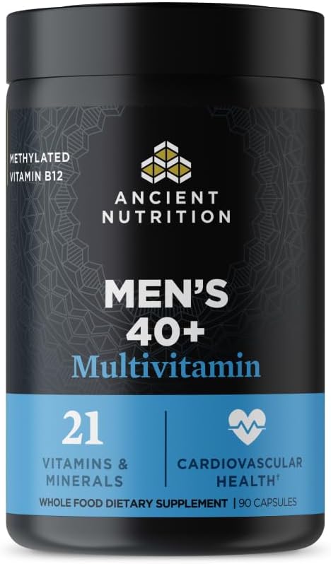 Ancient Nutrition Multivitamin for Men Multi Men's 40+ Once Daily Vitamin Supplement Magnesium Methylated Vitamin A B and K2 Supports Immune System 90 Ct
