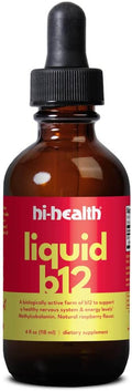 Hi-Health Liquid Vitamin B12 Drops Methylcobalamin Biologically Active Form Natural Raspberry Flavor 4 fl oz