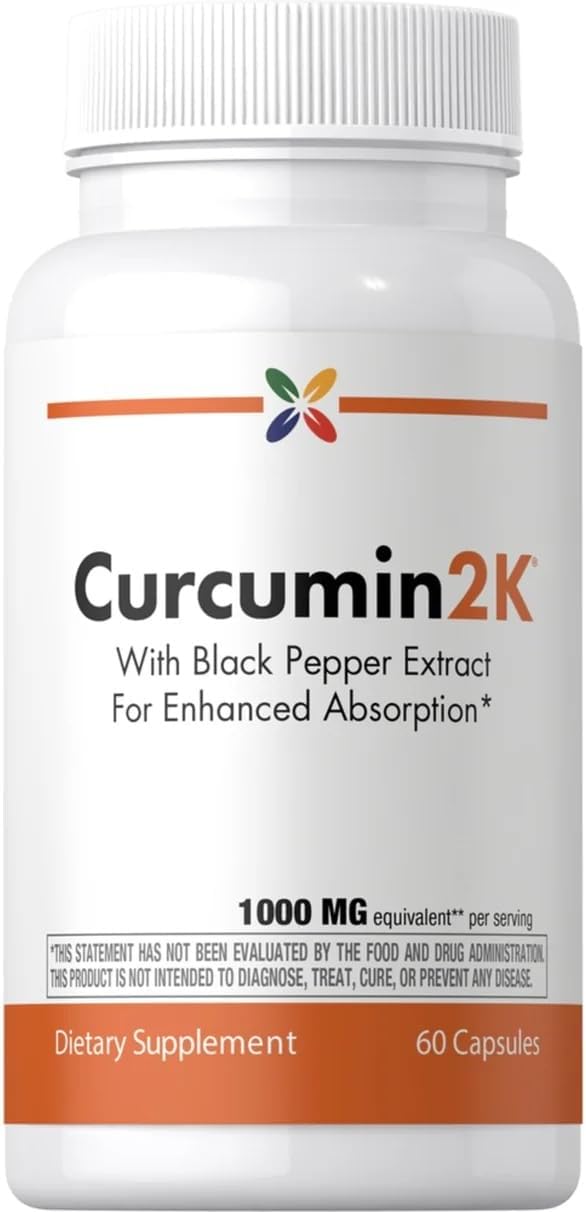 Curcumin2K Turmeric Root Complex with Black Pepper Extract 1000mg 60 Capsules 1 Month Supply