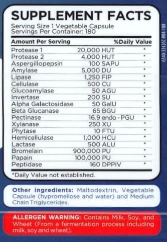 Zenesis Labs Digestive Enzymes - with Amylase Bromelain Protease Lipase &amp 14 Other Enzymes - 180