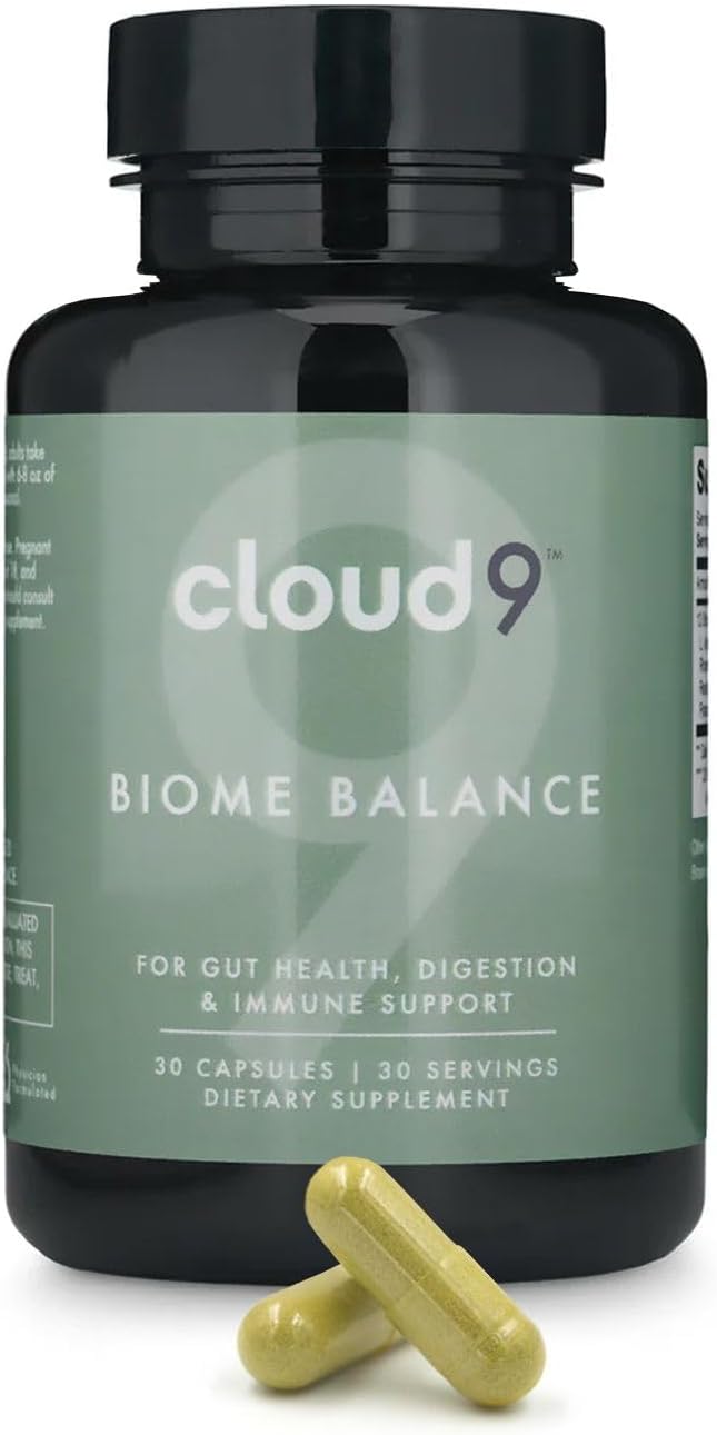 Cloud9 Biome Balance – 13-Strain Probiotic for Gut Mood &amp Immune Support – 20 Billion CFU – Vegan Dairy-Free Shelf-Stable – Made in USA- 30 Capsules