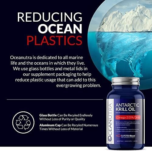 100% Pure Krill Oil 1000mg Omega 3 Highest Concentration 56% Phospholipids Choline &amp Astaxanthin Sustainable Antarctic SuperbaBoost DHA EPA Heart Brain Eye &amp Skin Care No Fish Oil