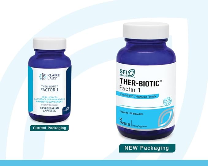 Klaire Labs SFI Health Ther-Biotic Factor 1 Probiotic - Lactobacillus Rhamnosus Single Species Probiotic - 20 Billion CFU - Gut + Immune Support - L Rhamnosus Probiotics - Hypoallergenic (60 Capsules)