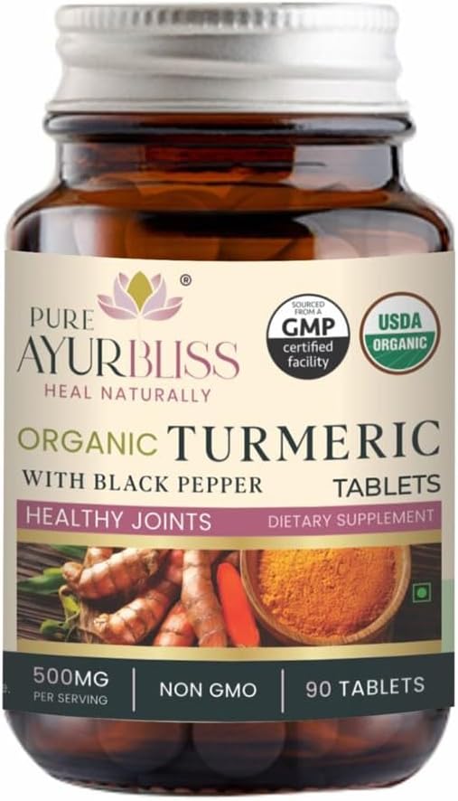 Organic Turmeric Tablets with Black Pepper Botanical Blend for Daily Balance and Vitality with Curcumin for Joint Health Immune Support &amp Gut Health Ayurvedic Wellness Formula