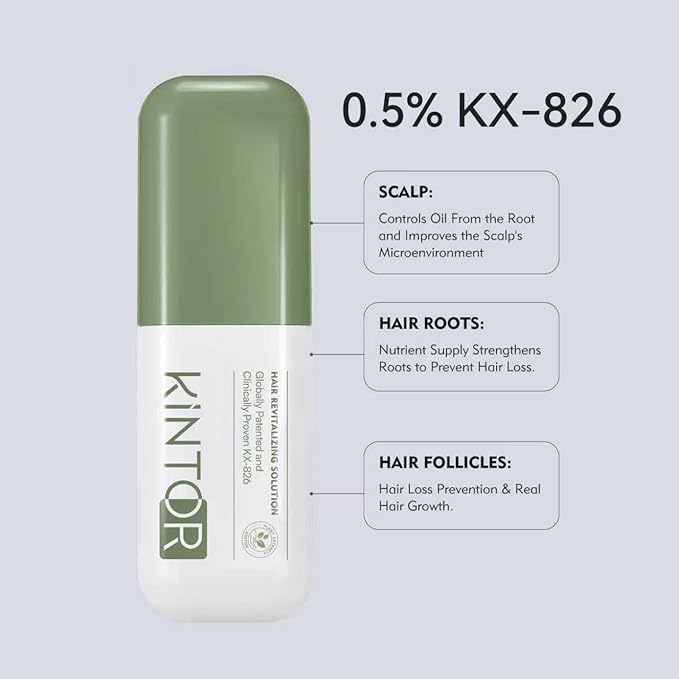 Kintor 0.5% KX-826 Hair Density Serums DHT Blocker Hair Repair Thicker Strengthening Fuller-looking Healthier Hair Reducing Hair Loss for Men and Women for All the Day 60ml