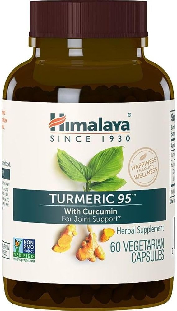 Himalaya Turmeric 95 Supplement with Curcumin/Curcuminoids Joint and Muscle Support Optimum Flexibility and Mobility 600 mg Non-GMO Vegan Gluten Free 60 Capsules 60 Day Supply