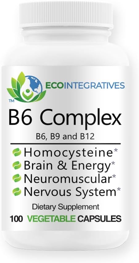 B6 Complex Vegan Vitamin B6 B9 Folate B12 Methylcobalamin Supports Cardiovascular Neuromuscular Nervous System Homocysteine Energy Blood Cell &amp Bone Health 100 Caps