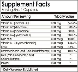B-Complex 100 Vitamin // 100 Capsules // Pure // by PureControl Supplements