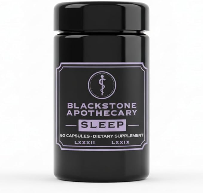 Sleep Supplement - Nutrient-Based - Magnesium Glycinate L-Theanine GABA Active B6 (P5P) Zinc Glycinate - in Black Glass Jar - Natural Lavender Scent - by Blackstone Apothecary