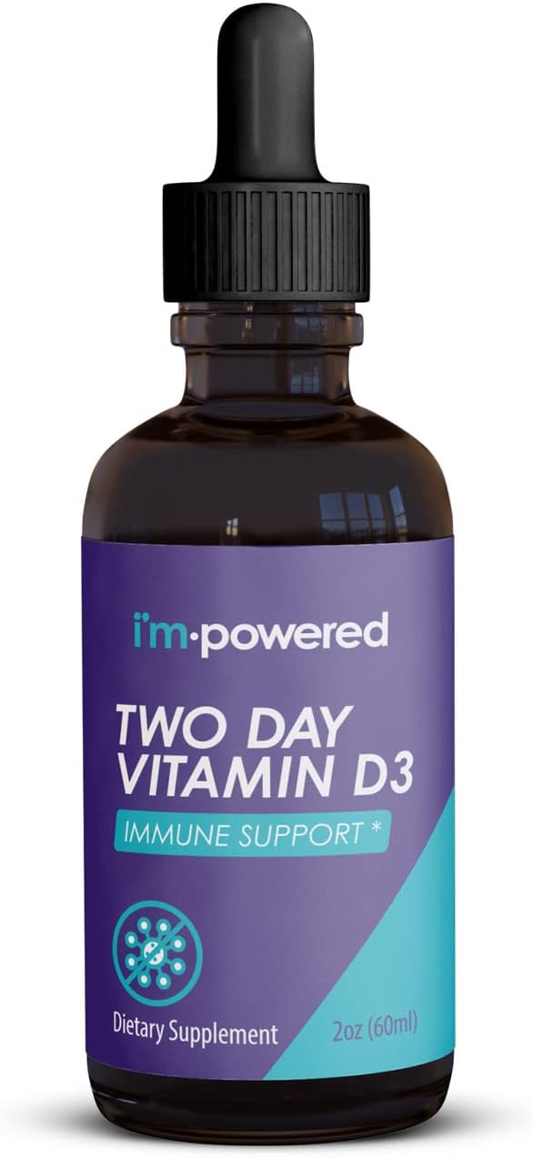 I'm Powered Two Day Vitamin D3-2 oz Natural Vitamin D3 Drops 50000 IU per Serving (1 ml) Supports Immune Health Suspended in MCT Oil for Better Absorption