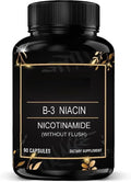 RJ Vitamin B3 Supplement for Healthy Hair Skin and Nails Energy Support Non-GMO Vegetarian (90 Capsules)
