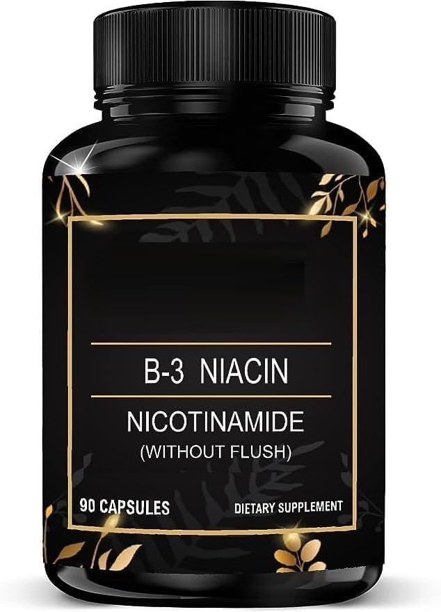 RJ Vitamin B3 Supplement for Healthy Hair Skin and Nails Energy Support Non-GMO Vegetarian (90 Capsules)