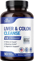 Liver &amp Colon Cleanse - 2X Stronger - Liver Cleanse Detox &amp Repair - Colon Cleanser &amp Detox - Premium Milk Thistle Supplement - Men &amp Women - Vegan 90 Capsules