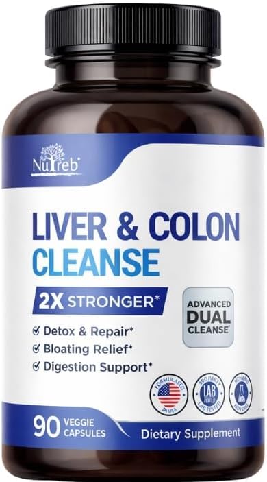 Liver &amp Colon Cleanse - 2X Stronger - Liver Cleanse Detox &amp Repair - Colon Cleanser &amp Detox - Premium Milk Thistle Supplement - Men &amp Women - Vegan 90 Capsules
