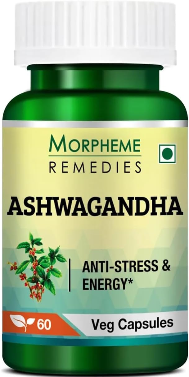 Morpheme Ashwagandha (Withania somnifera) 500mg Extract 60 Veg Caps - 3 Combo Pack
