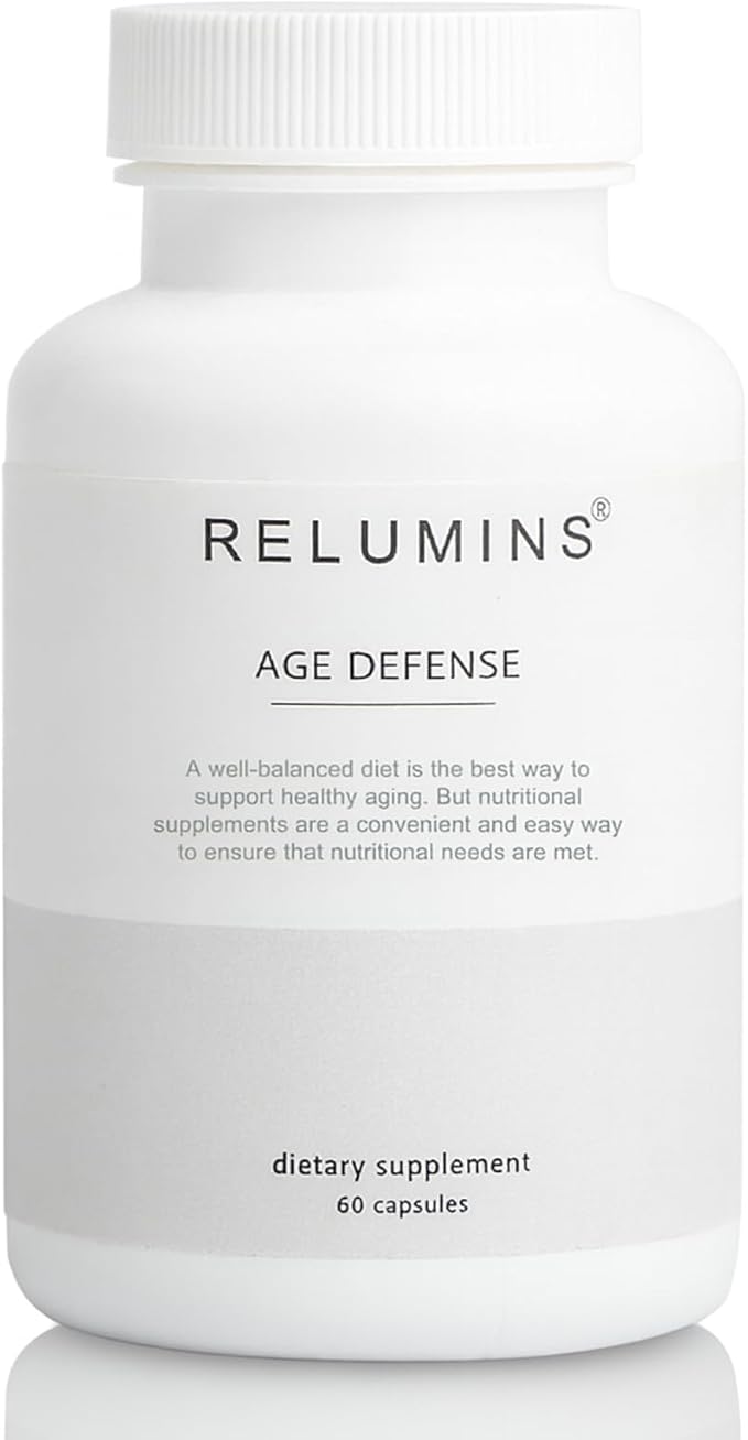 Relumins Age Defense NAD+ Supplement with NADH CoQ10 Glutathione Resveratrol Fisetin Curcumin &amp EGCG - Antioxidant Support Supplement – 60 Vegan Capsules