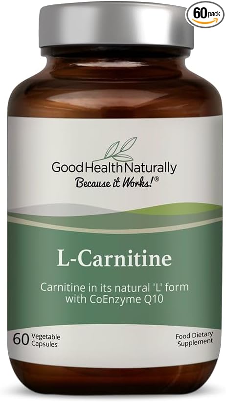 L-Carnitine Plus CoQ10 - for Heart Liver and Cell Health | 60 Vegetable Capsules - Good Health Naturally