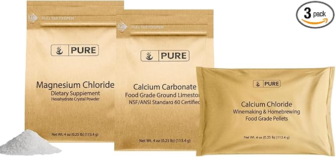 Pure Original Ingredients Calcium Carbonate Calcium Chloride and Magnesium Chloride Bundle 4 oz Each Food Safe