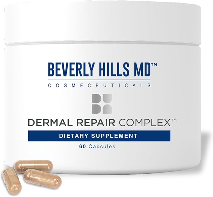 Beverly Hills MD Dermal Repair Anti-Aging Supplement - Hyaluronic Acid Collagen Vitamins for Smooth Plump Skin