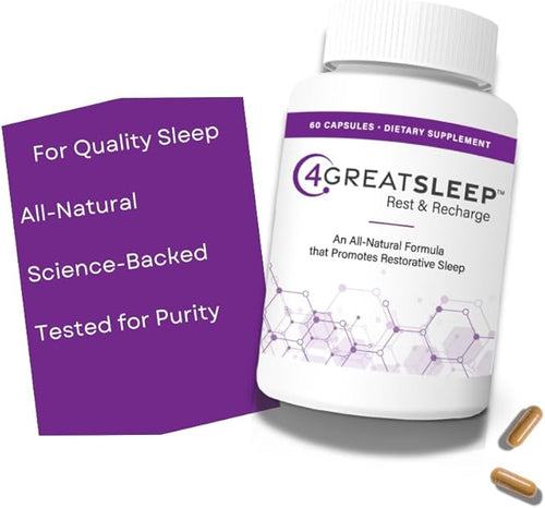 4GreatSleep Natural Sleep Aid with Melatonin GABA Ashwagandha &amp L-Tryptophan – Fall Asleep Faster Stay Asleep Longer – Non-Habit Forming Sleep Support for Adults – 60 Capsules
