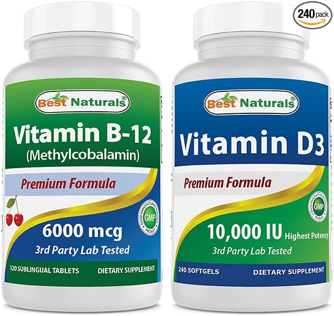 Best Naturals Vitamin B12 6000 mcg &amp Vitamin D3 10000 IU