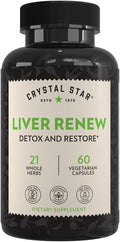 Crystal Star Liver Renew 60 Capsules Herbal Liver Cleanse Supplement that Supports Normal Liver Function &amp Promotes Toxin Release - Milk Thistle Non-GMO