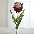 Burgundy Glittered Artificial Thistle Stem | 3 Pieces