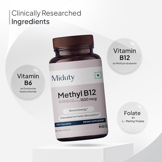 by Palak Notes - Methyl Vitamin B12 with Methylcobalamin - Folate - Vitamins B6 - Chewable Tablets - Natural Vitamin B12 Vitamin Tablets for Men and Women - 100 Chewables