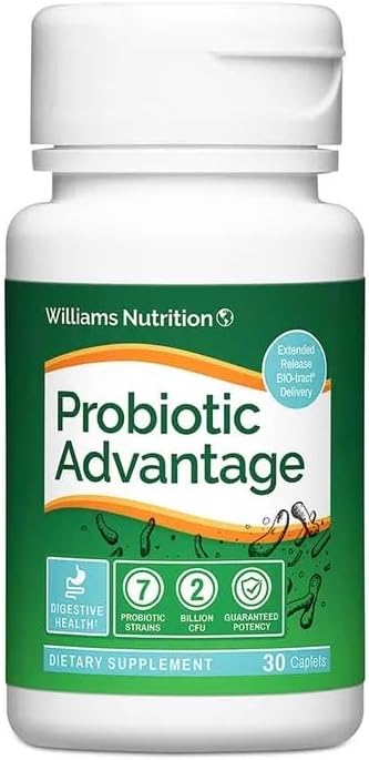 Dr. David Williams' Probiotic Advantage Supplement with 7 Unique Strains and Patented Technology to Deliver Probiotics Alive (30 Caplets)